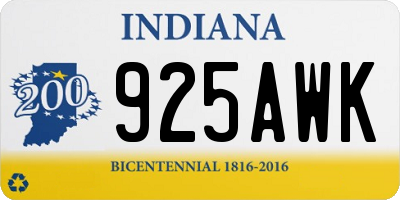 IN license plate 925AWK