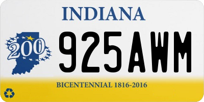 IN license plate 925AWM