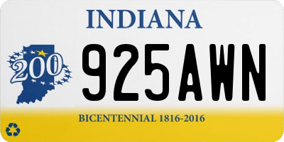 IN license plate 925AWN