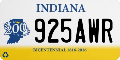 IN license plate 925AWR
