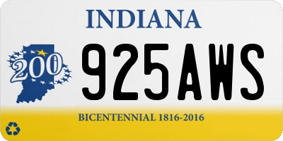IN license plate 925AWS