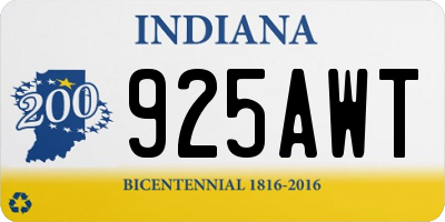 IN license plate 925AWT