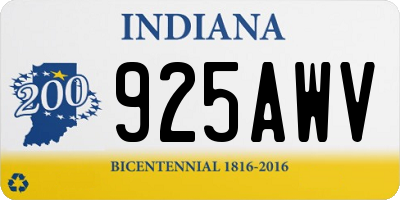IN license plate 925AWV