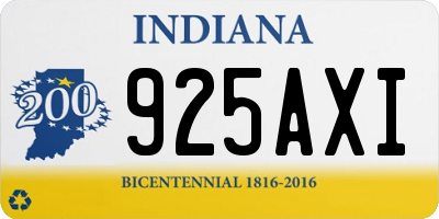 IN license plate 925AXI
