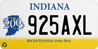 IN license plate 925AXL