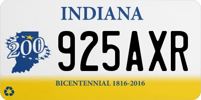 IN license plate 925AXR