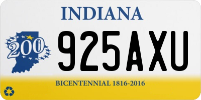 IN license plate 925AXU