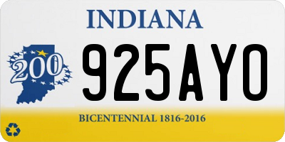 IN license plate 925AYO