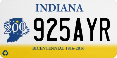 IN license plate 925AYR