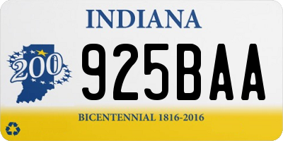 IN license plate 925BAA