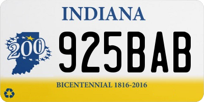IN license plate 925BAB