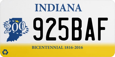 IN license plate 925BAF
