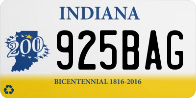 IN license plate 925BAG