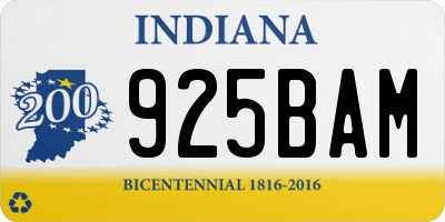 IN license plate 925BAM