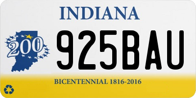 IN license plate 925BAU