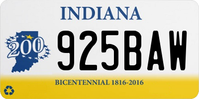 IN license plate 925BAW