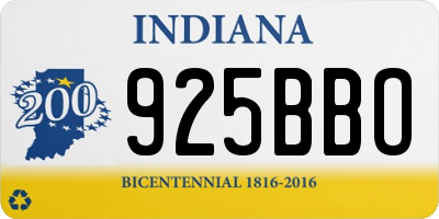 IN license plate 925BBO