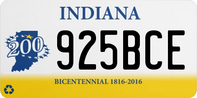 IN license plate 925BCE
