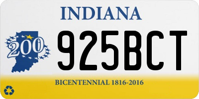 IN license plate 925BCT
