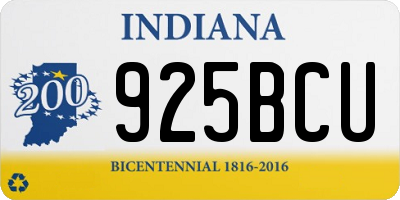 IN license plate 925BCU