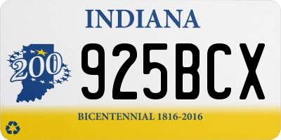 IN license plate 925BCX
