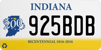 IN license plate 925BDB