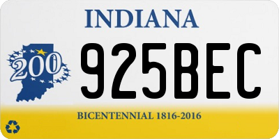 IN license plate 925BEC