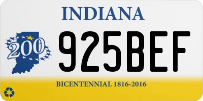IN license plate 925BEF