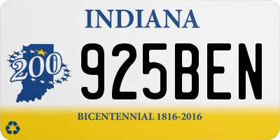 IN license plate 925BEN