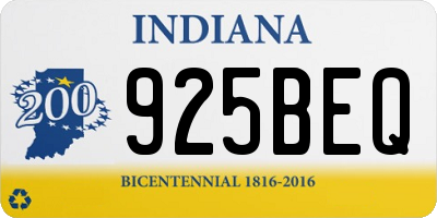 IN license plate 925BEQ