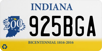 IN license plate 925BGA