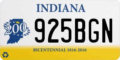 IN license plate 925BGN