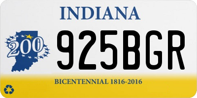 IN license plate 925BGR