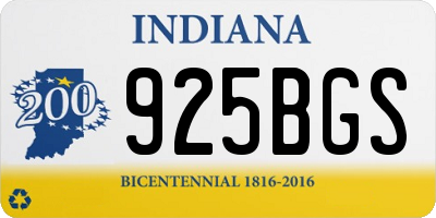 IN license plate 925BGS