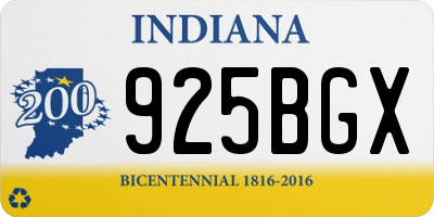 IN license plate 925BGX