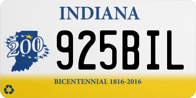 IN license plate 925BIL