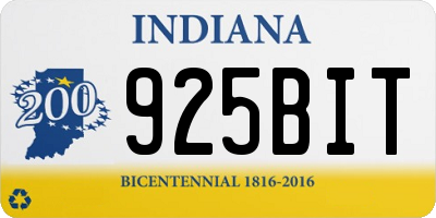 IN license plate 925BIT