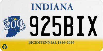 IN license plate 925BIX