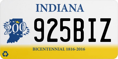 IN license plate 925BIZ