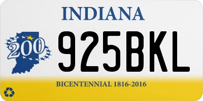IN license plate 925BKL