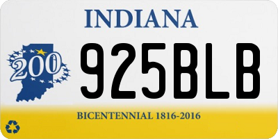 IN license plate 925BLB
