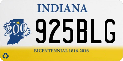 IN license plate 925BLG
