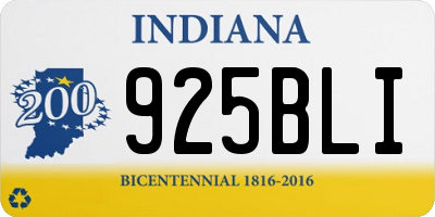 IN license plate 925BLI