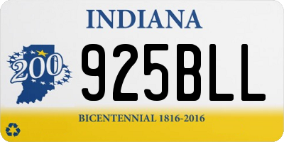 IN license plate 925BLL
