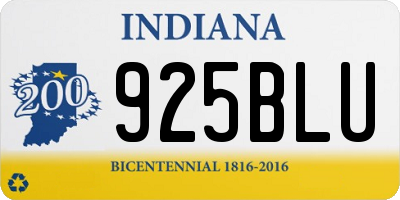 IN license plate 925BLU