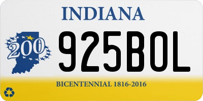 IN license plate 925BOL