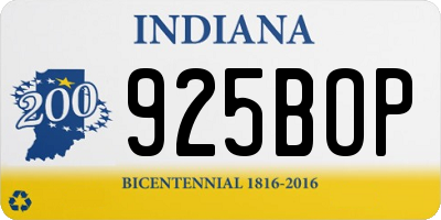 IN license plate 925BOP