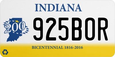IN license plate 925BOR