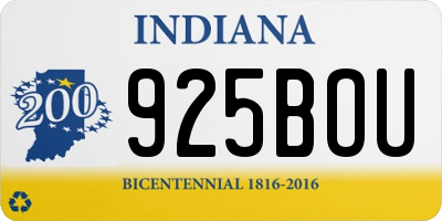 IN license plate 925BOU