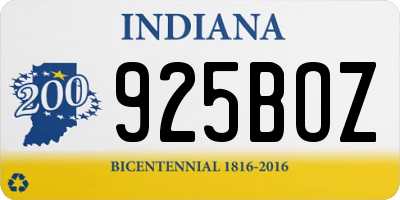 IN license plate 925BOZ